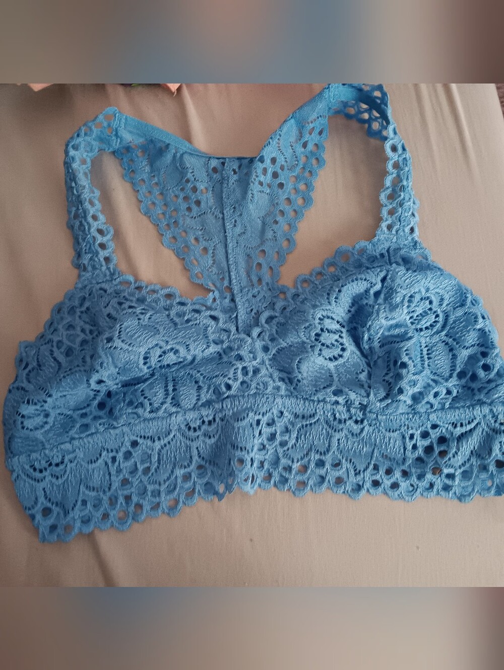 EVIE Sky Blue Floral Lace Racerback Bralette